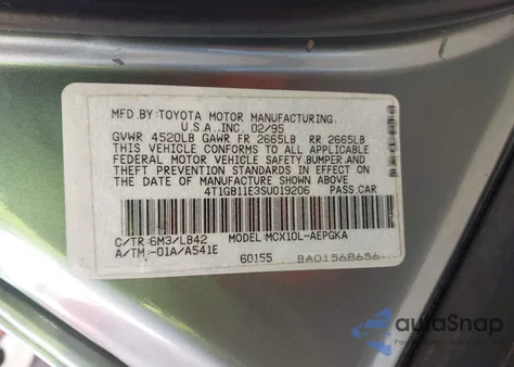 1995 Toyota Avalon Xls from USA, damaged, VIN 4T1GB11E3SU019206